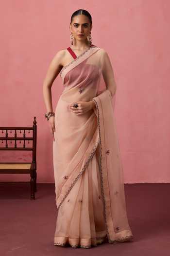 Janki India Buti Embroidered Saree With Unstitched Blouse Piece 