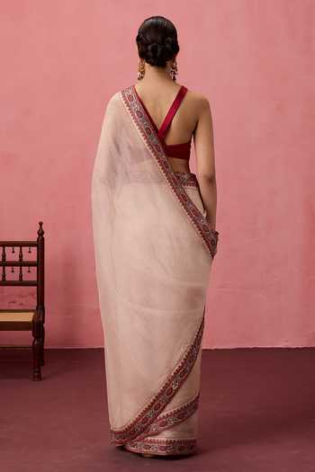 Janki India Cutwork Border Embroidered Saree With Unstitched Blouse 