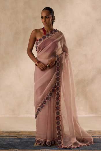 Janki India Cutwork Embroidered Saree With Unstitched Blouse Piece 