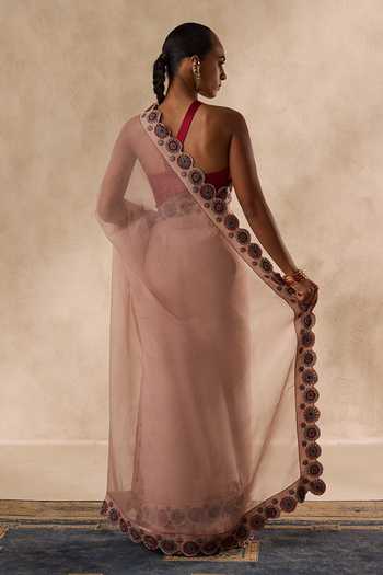 Janki India Cutwork Embroidered Saree With Unstitched Blouse Piece 