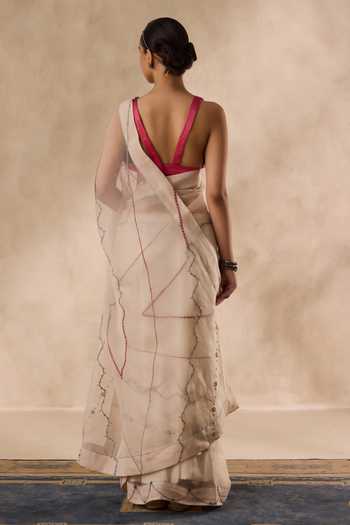 Janki India Embroidered Saree With Unstitched Blouse Piece 