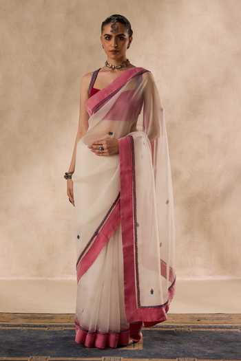 Janki India Embroidered Saree With Unstitched Blouse Piece 
