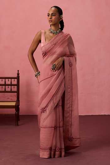 Janki India Embroidered Saree With Unstitched Blouse Piece 