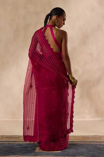Janki India Embroidered Saree With Unstitched Blouse Piece 