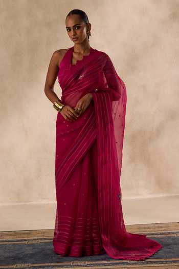 Janki India Embroidered Saree With Unstitched Blouse Piece 