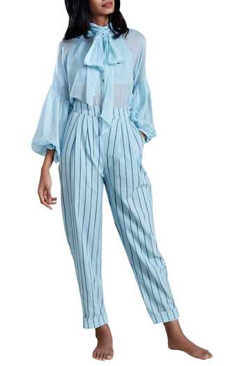 Shop_MATI_Blue Tie-up Shirt_Online_at_Aza_Fashions
