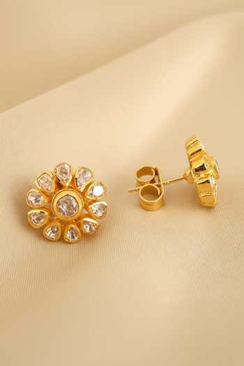 Buy Sica Jewellery Yellow Moissanite Polki Desna Earrings Online at Aza Fashions Buy_Sica Jewellery_Yellow Moissanite Polki Desna Earrings _Online_at_Aza_Fashions
