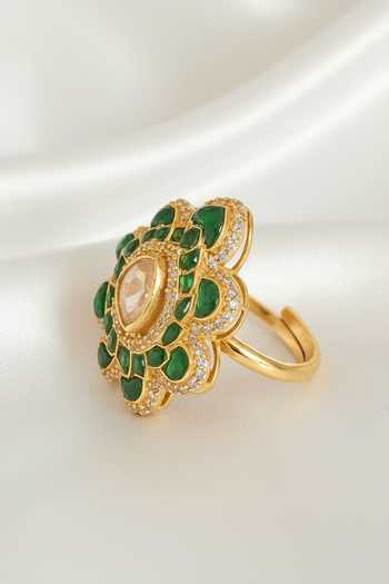 Buy Sica Jewellery Green Moissanite Polki Vango Ring Online at Aza Fashions Buy_Sica Jewellery_Green Moissanite Polki Vango Ring _Online_at_Aza_Fashions