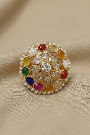 Sica Jewellery Moissanite Polki Navratan Ring 