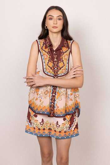 RANNA GILL Kai Yoke Tapestry Print Top