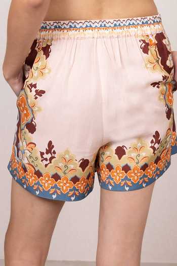 RANNA GILL_Multi Color Tencel, Twill Roux Tapestry Print Shorts _Online_at_Aza_Fashions