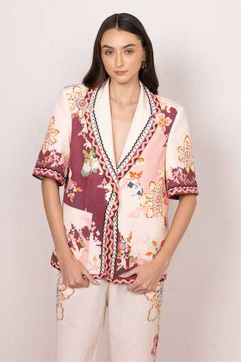 RANNA GILL Kiara Tapestry Print Half Sleeve Jacket