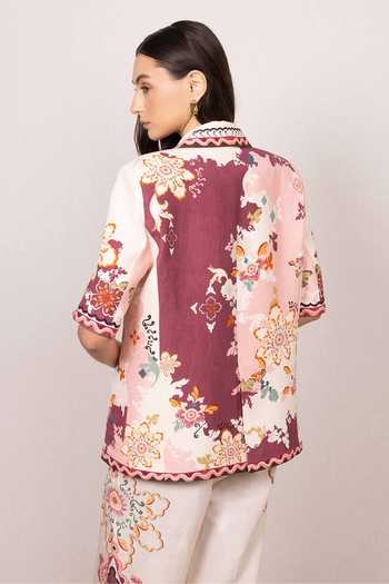 RANNA GILL Kiara Tapestry Print Half Sleeve Jacket