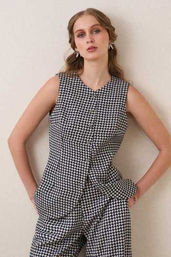 RANNA GILL Noah Micro Houndstooth Pattern Waistcoat