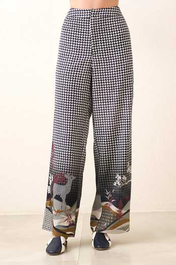Shop RANNA GILL Multi Color Tencel Noah Houndstooth Pattern Pant Online at Aza Fashions Shop_RANNA GILL_Multi Color Tencel Noah Houndstooth Pattern Pant _Online_at_Aza_Fashions