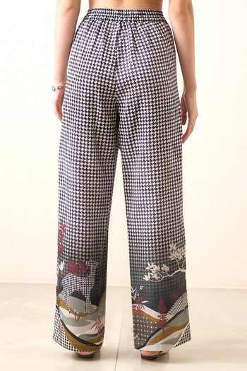 RANNA GILL Multi Color Tencel Noah Houndstooth Pattern Pant at Aza Fashions RANNA GILL_Multi Color Tencel Noah Houndstooth Pattern Pant _at_Aza_Fashions