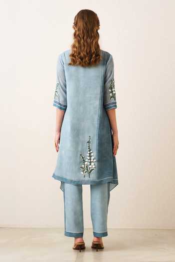 RANNA GILL Aurelle Embroidered Asymmetric Tunic & Pant Set