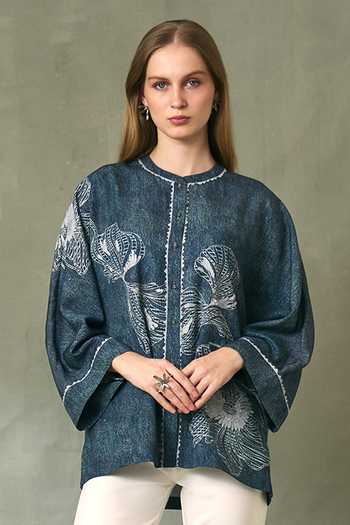RANNA GILL Vale Oversized Floral Artwork Top