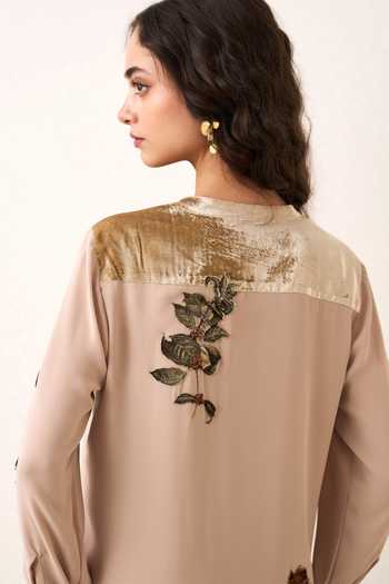 RANNA GILL Orlienne Velvet Panel Top
