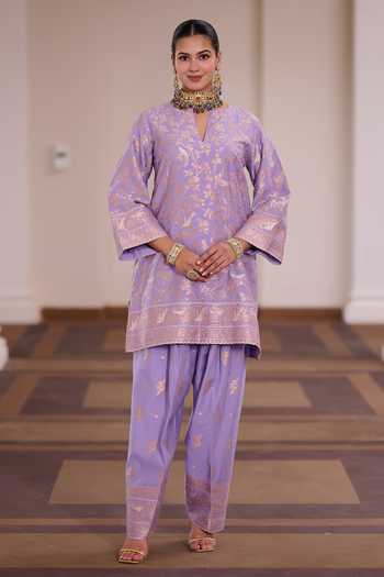 Safaa Anjeer Pak Parsi Gara Weave Kurta Set