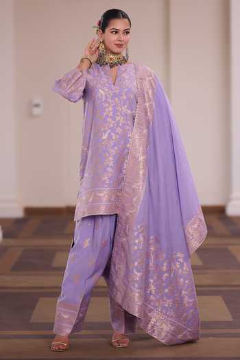 Safaa Anjeer Pak Parsi Gara Weave Kurta Set