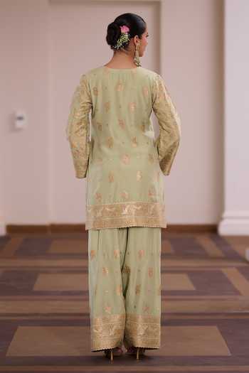 Safaa Banarasi Paan Parsi Gara Woven Kurta Set