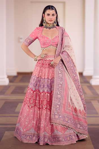 Safaa Gulbahar Barfi Multi Hued Lehenga Set 