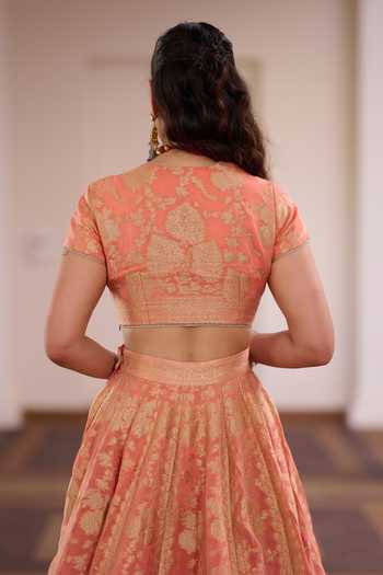 Safaa Kesar Rasmalai Woven Lehenga Set 