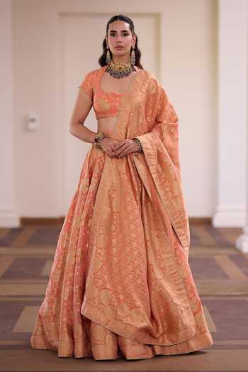 Safaa Kesar Rasmalai Woven Lehenga Set 