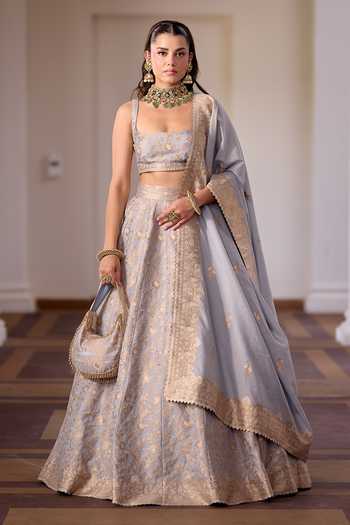 Safaa Khoya Chand Floral Zari Woven Lehenga Set