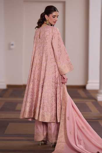Safaa Madhur Malai Floral Zari Woven Anarkali Set