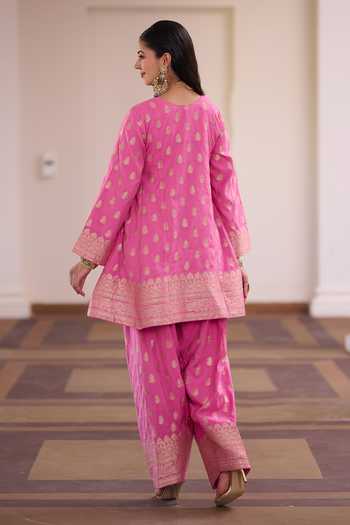 Safaa Rose Petha Woven Kurta Set