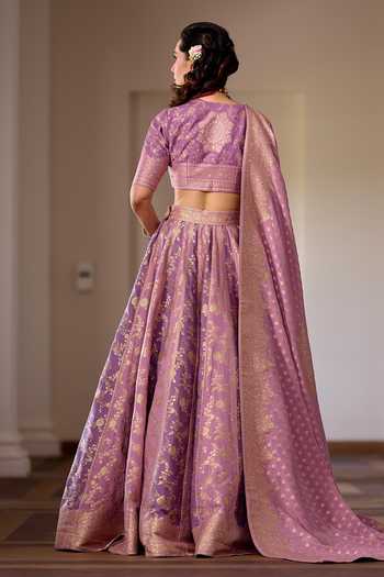 Safaa Shahi Gulab Jamun Woven Lehenga Set 