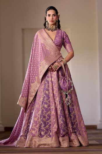 Safaa Shahi Gulab Jamun Woven Lehenga Set 