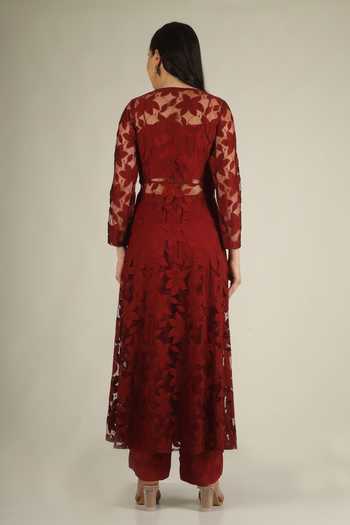 Jhambthreads Floral Embroidered Jacket & Pant Set 