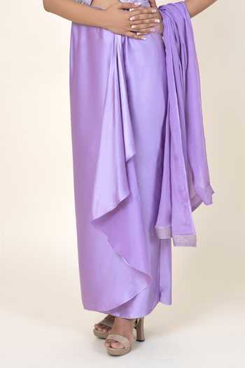Buy Jhambthreads Purple Satin, Net, Chiffon, Crepe One Shoulder Embellished Draped Dress Online at Aza Fashions Buy_Jhambthreads_Purple Satin, Net, Chiffon, Crepe One Shoulder Embellished Draped Dress _Online_at_Aza_Fashions