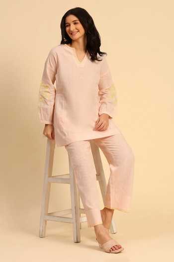 Dohr India Embroidered Top & Pant Set 