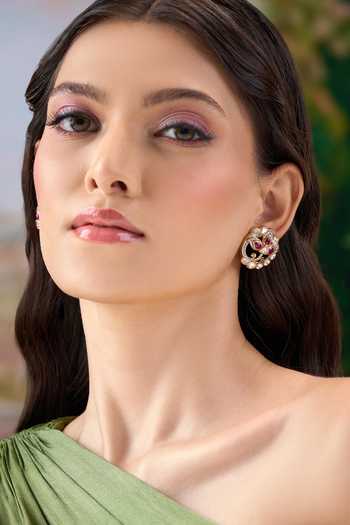 Nazaakat By Samara Singh Floral Studded Circular Earrings 