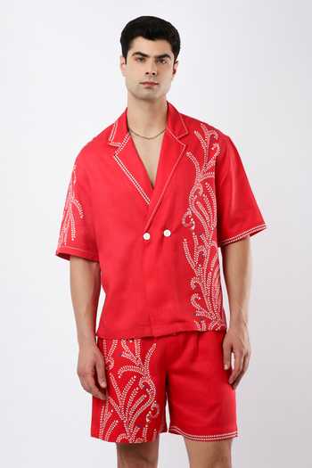 Limerick By Abirr N' Nanki Bud Textured Embroidered Shirt 