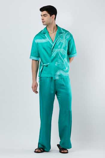 Limerick By Abirr N' Nanki Blue Satin, Linen Luii Pant Online at Aza Fashions Limerick By Abirr N' Nanki_Blue Satin, Linen Luii Pant _Online_at_Aza_Fashions