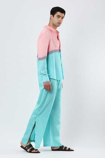 Buy Limerick By Abirr N' Nanki Blue Cotton Satin Rem Pant Online at Aza Fashions Buy_Limerick By Abirr N' Nanki_Blue Cotton Satin Rem Pant _Online_at_Aza_Fashions