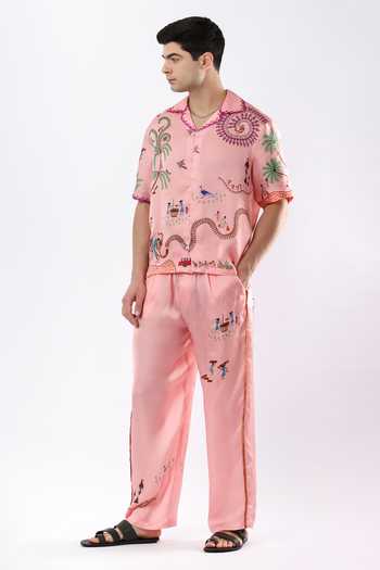 Shop Limerick By Abirr N' Nanki Pink Satin Joa Printed Pant Online at Aza Fashions Shop_Limerick By Abirr N' Nanki_Pink Satin Joa Printed Pant _Online_at_Aza_Fashions