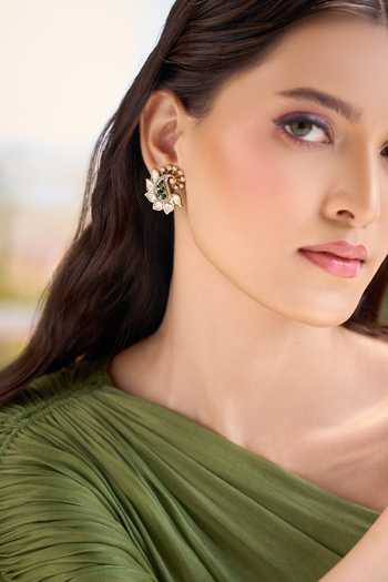 Buy Nazaakat By Samara Singh Green Paisley Embellished Stud Earrings Buy_Nazaakat By Samara Singh_Green Paisley Embellished Stud Earrings