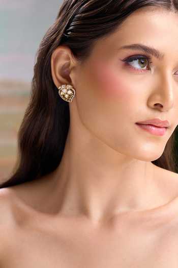 Nazaakat By Samara Singh Cutwork Lead Studded Earrings 