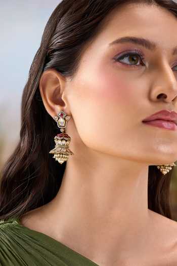 Nazaakat By Samara Singh Embellished Dholki Jhumka Earrings