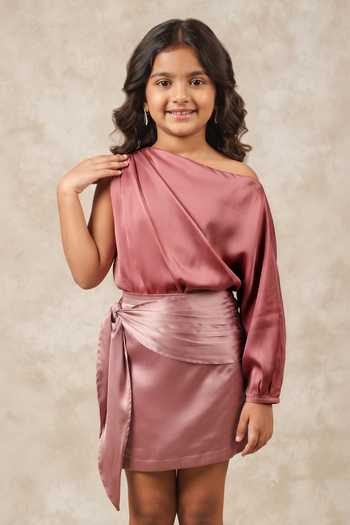 B'Infinite One-Shoulder Draped Top For Kids