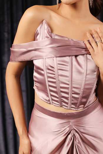 Buy_B'Infinite_Pink Satin Draped Corset Top For Kids