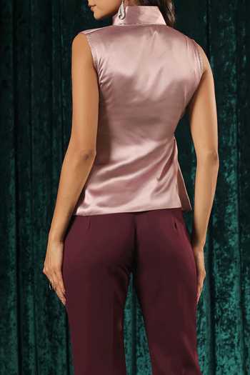 B'Infinite Pink Satin Wrap Style Top For Kids