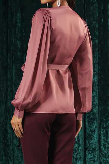 B'Infinite Pink Satin Wrap Top with Side Knot For Kids
