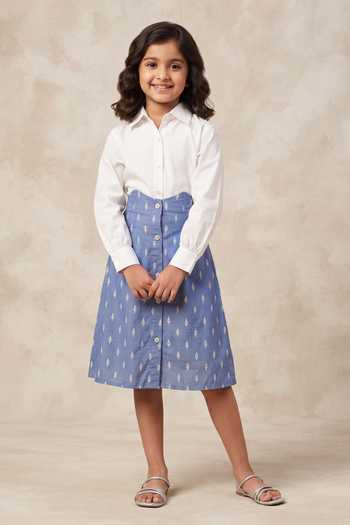 B'Infinite White Cotton Designer Shirt For Kids